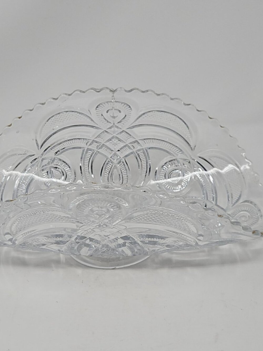 Antique 1896 EAPG Curved Pressed Glass Banana Bowl Bryce Higbee Surprise Pattern